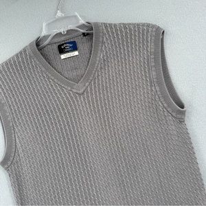 Callaway Golf Apparel Sweater Vest Outerwear Mens Medium V-Neck Gray Knit Cotton
